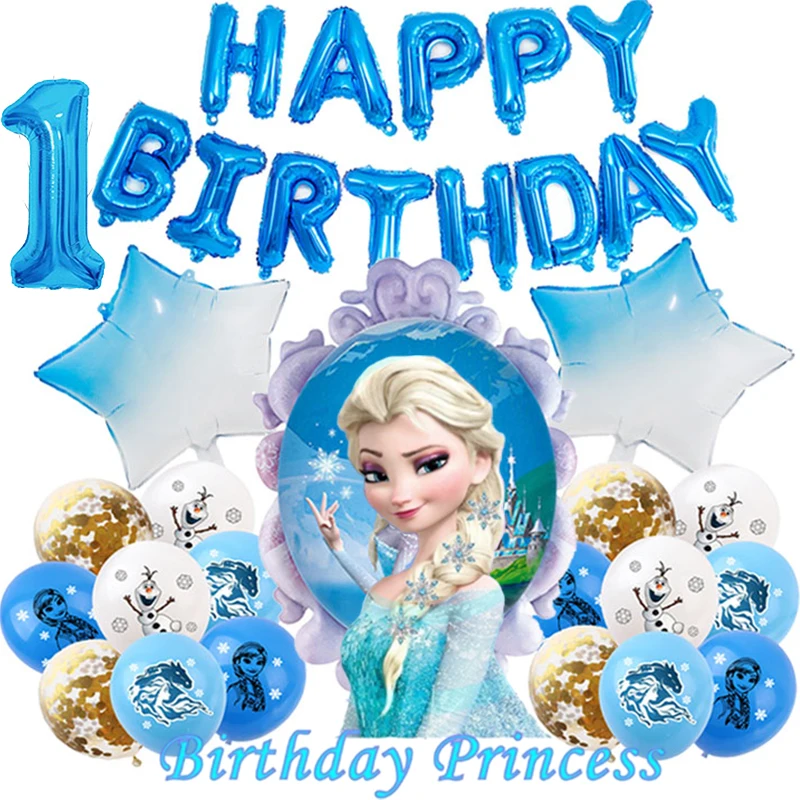 Disney Frozen Elsa Anna Cartoon Foil Balloons Girl 1st Birthday Party Helium Globos Decor Baby Shower Kids Cartoon Ice Queen Toy