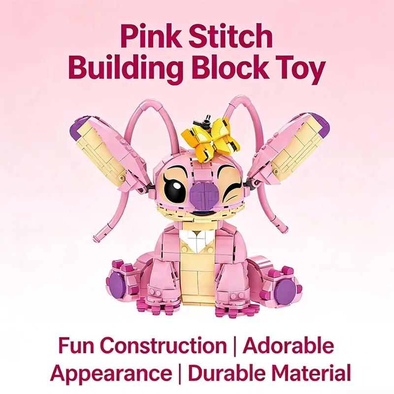 

New Stitch Angel CP Building Blocks 2025 - Large Piece Cartoon Toys with Moving Ears Kids Assembly Gift for Boys Girls Birthday