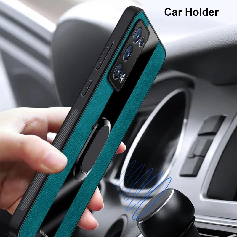 Ring Holder Leather Case For OPPO Reno 6 Pro Plus 5G Reno6 Cover Luxury Magnetic Silicone Phone Case For OPPO Reno 6 Lite 6Lite