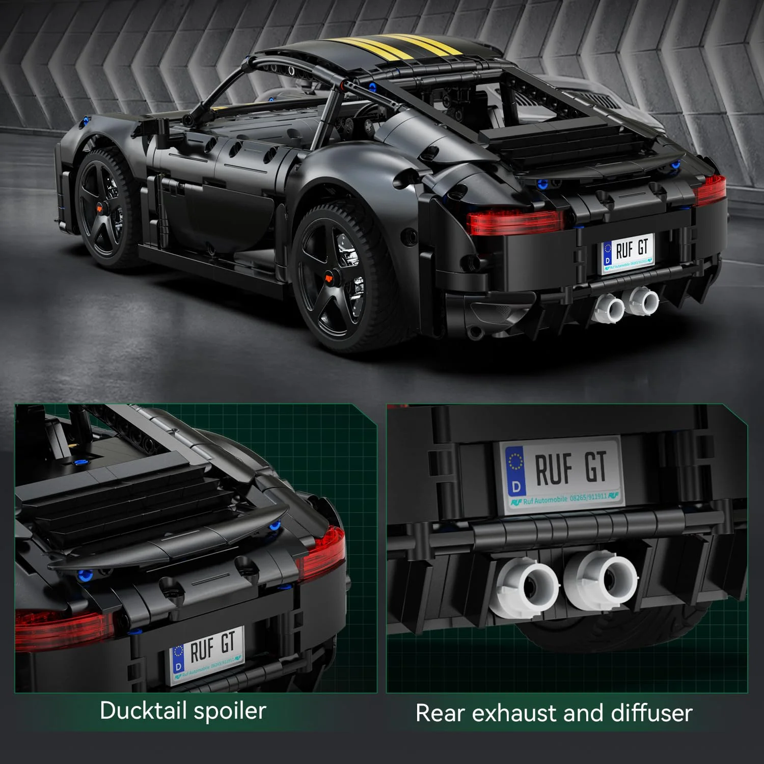 Cada 1655 قطعة 1:10 جديد 2024 RC كلاسيكي ألمانيا 2019 سيارة رياضية LED اللبنات مدينة التحكم عن بعد سباق السيارات الطوب لعب الصبي #4