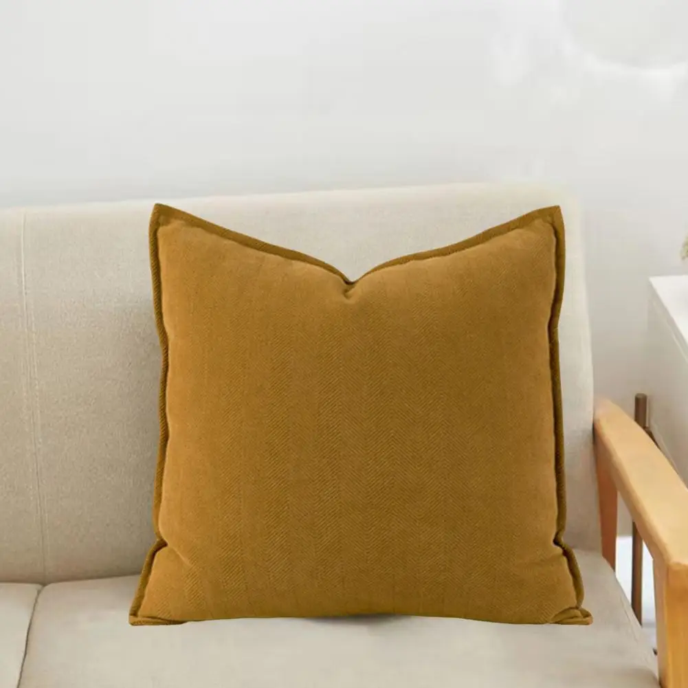 Throw Pillow Protector Herringbone Edge Throw Pillowcase with Hidden Zipper Square Shape 3 Sizes for Bedroom Room Sofa