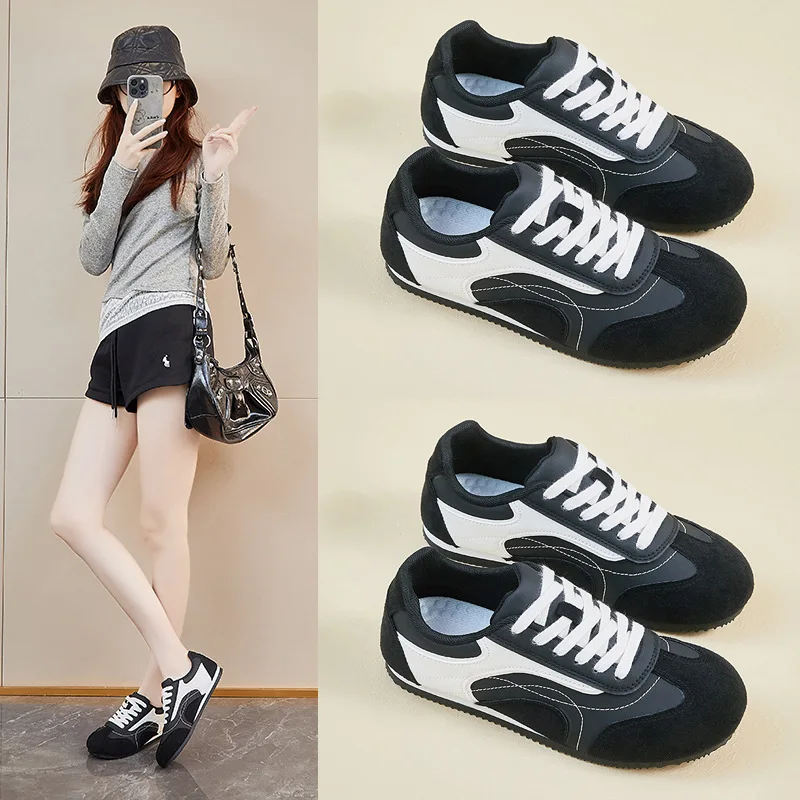 أحذية رياضية جلدية نسائية، أحذية كاجوال بنعل سميك للشباب ومتوسطي العمر، للركض في الهواء الطلق في الربيع والخريف #3