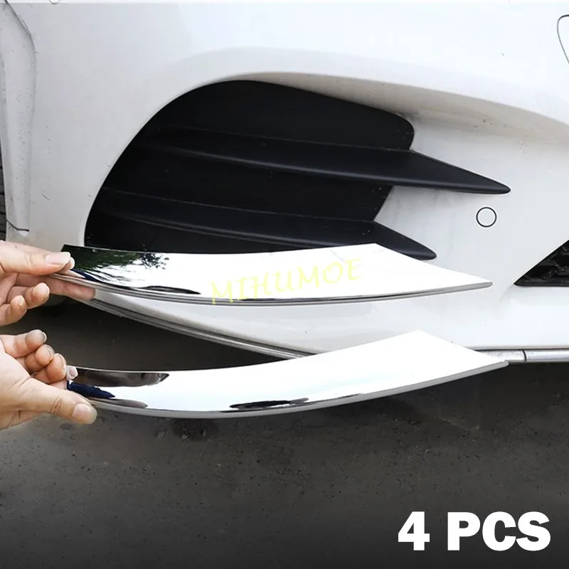 

Glossy Chrome Car Front Bumper Grille Strip Cover Trims For 2019-2023 Mercedes C-Class W205 S205 C205 A205