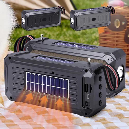 Altavoz Bluetooth inalámbrico Solar, linterna recargable de doble energía Solar, Radio FM, TF, USB, reproductor de música MP3, sistema de Audio