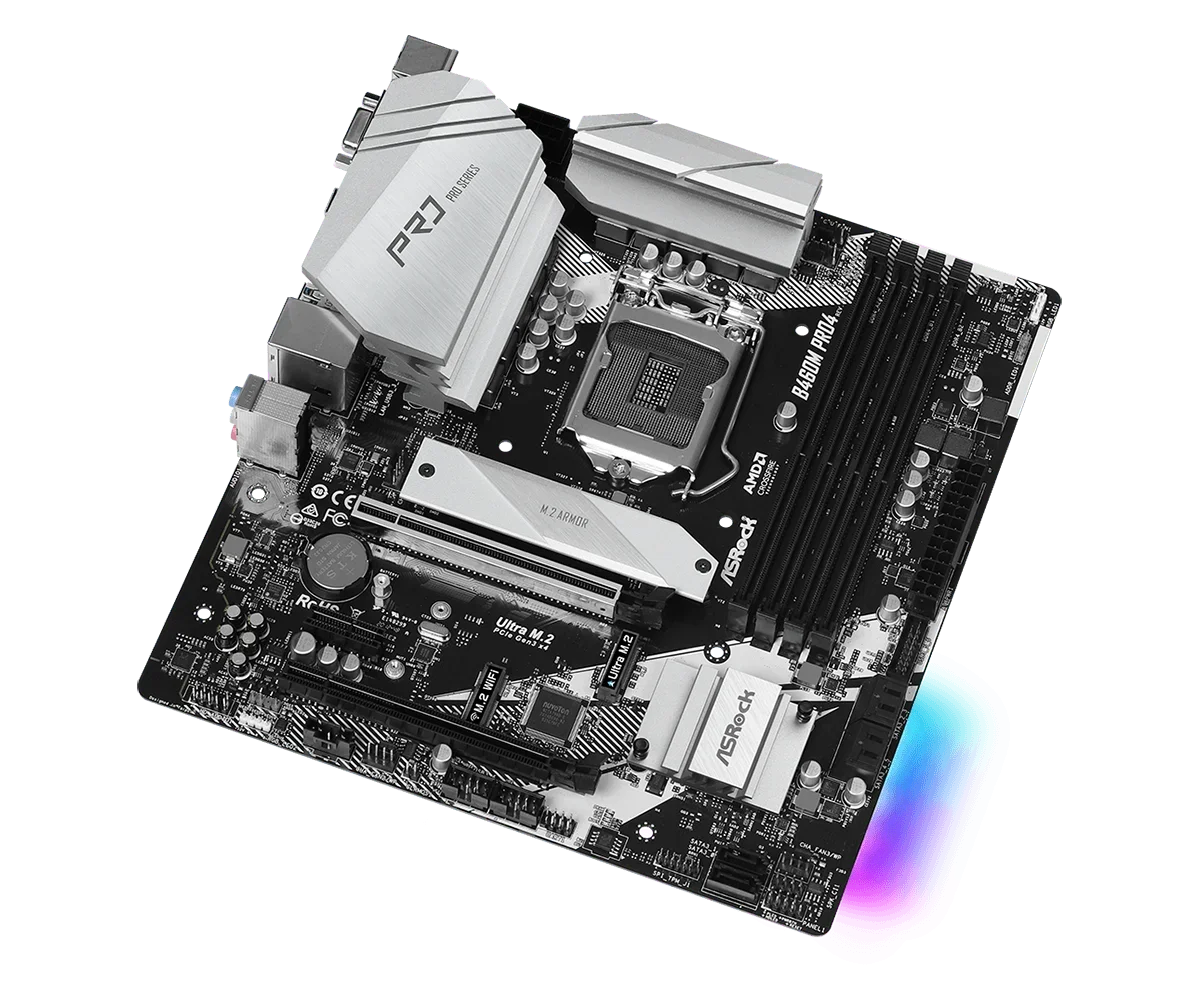 Used ASROCK B460M PRO4 Motherboard Intel B460 LGA 1200Supports i9-10900K i5-10400F i3-10100 i7-10700 i3-10105 cpu M.2 DDR4 128GB