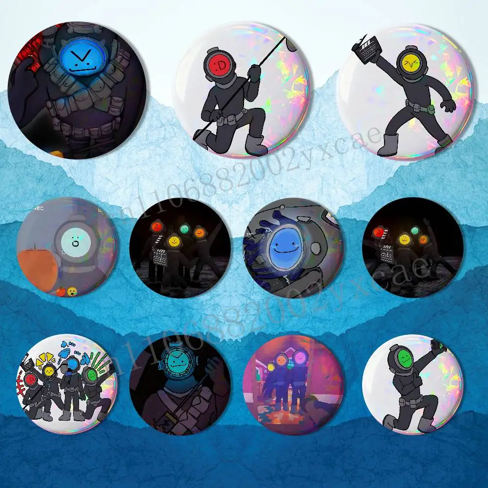 game Flicker Content Warning Round Exquisite Badge Brooches Creative Pins For Clothes Hat Backpack Gift Accessories