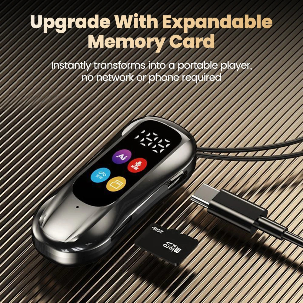 Słuchawki Bluetooth S30 z klipsem na kołnierz, bezprzewodowe słuchawki z mikrofonem, połączenia HD, słuchawki BT, regulowany dźwięk, obsługa kart SD — zdjęcie produktu 2