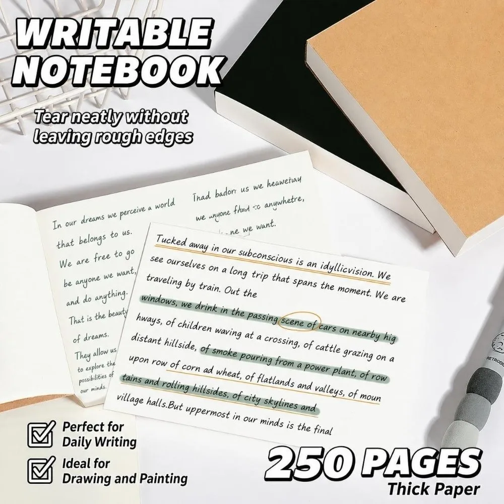 Thick 250 Sheets Notebook Draft Paper Blank Tearable Sketch Notebook Portable Stationery Sketchbook Sketching