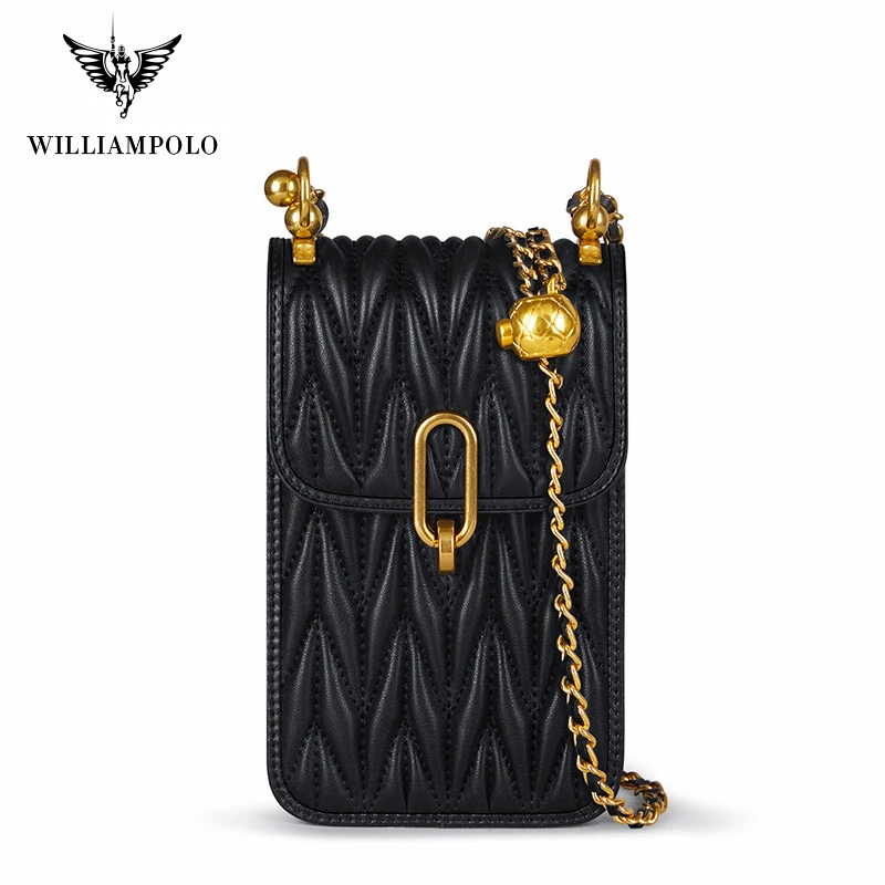 Imagem -05 - Williampolo-bolsas Mensageiro Casuais Femininos Bolsa para Celular Bolsa de Ombro em Couro Carteira Crossbody Carteira de Dinheiro