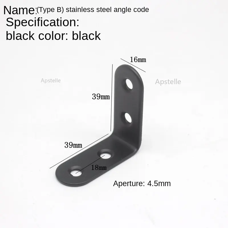 L Shape Fixed Bracket Connector 90 Degree Thickened Stainless Steel Laminate Support Right Angle Black Corner Code