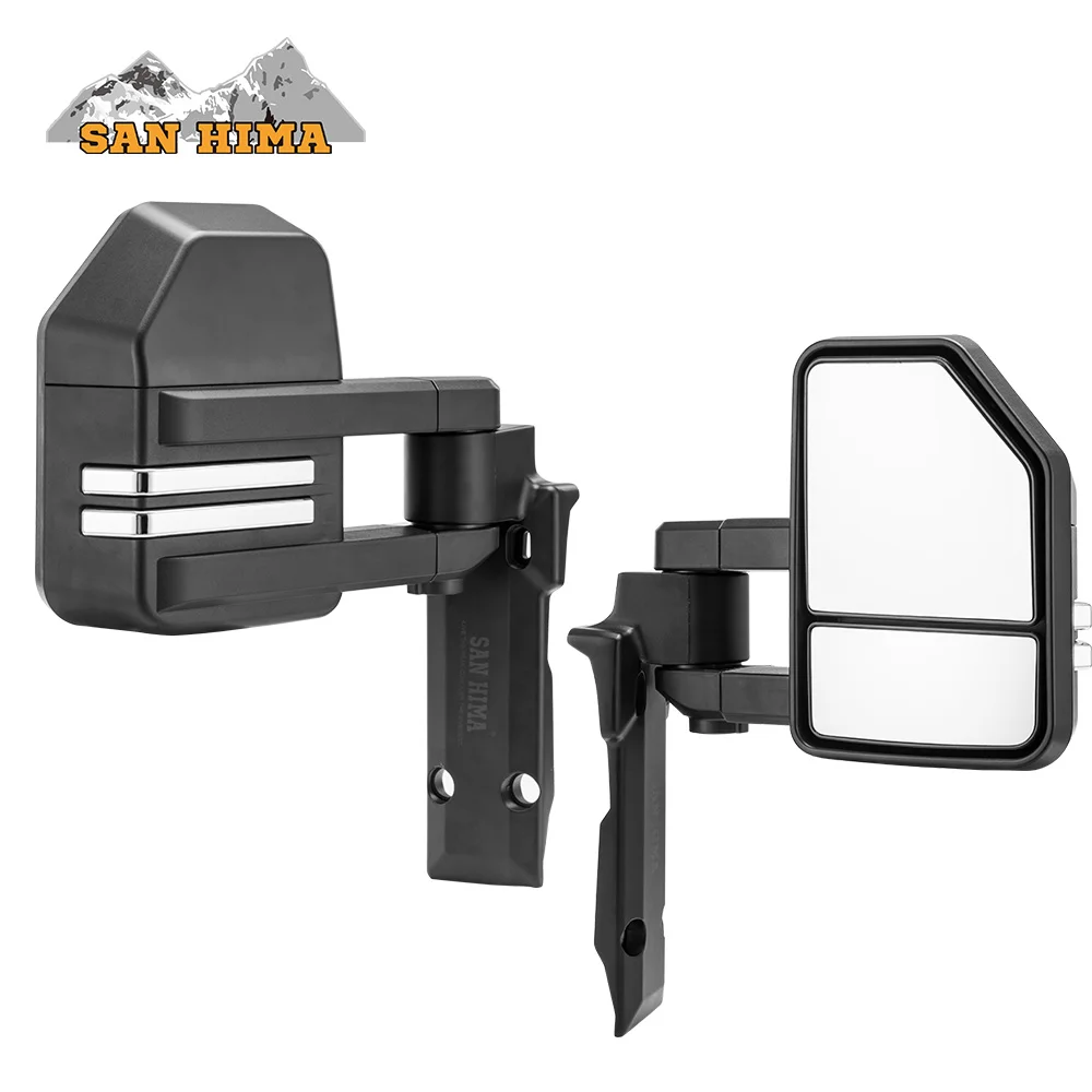 SAN HIMA Left Hand Drive Black Pair Extendable Car Towing Mirrors fit  Land Cruiser 70-79 1984-2018