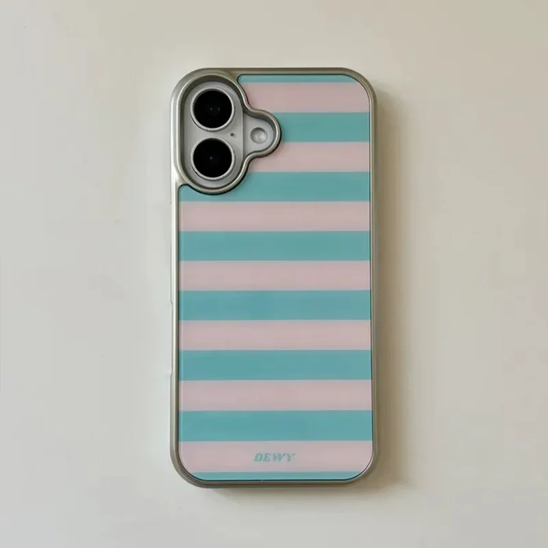 Korean Ins Simple Gentle Versatile Contrasting Color Stripes Phone Case For Samsung S26 PLUS 25 EDGE 24 FE 23 ULTRA Cover view 4