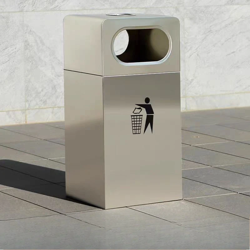 Outdoor trash can Stainless steel high-grade single bucket Outdoor sanitation classification trash can Community street scenic