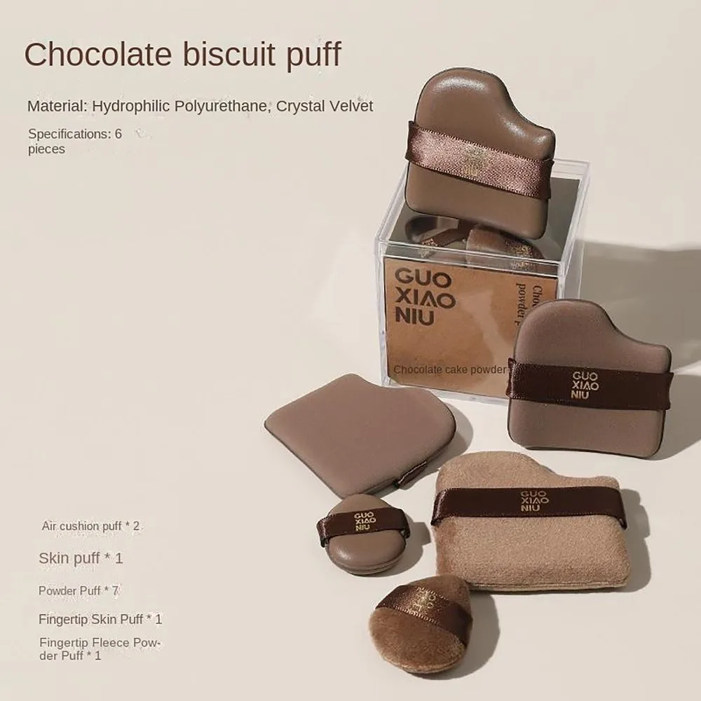 6 pçs mini liquidificador de maquiagem puffs cor chocolate mistura rápida pó puff seco molhado uso ferramenta de maquiagem almofada puff maquiagem diária