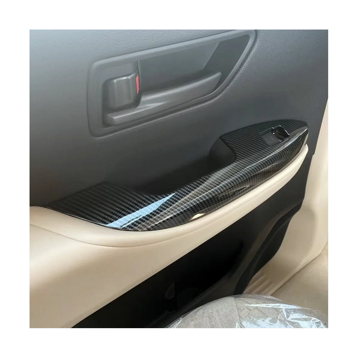 

For Toyota Land Cruiser LC300 2022 2023 Door Armrest Window Lift Cover Trim Decoration - ABS Carbon