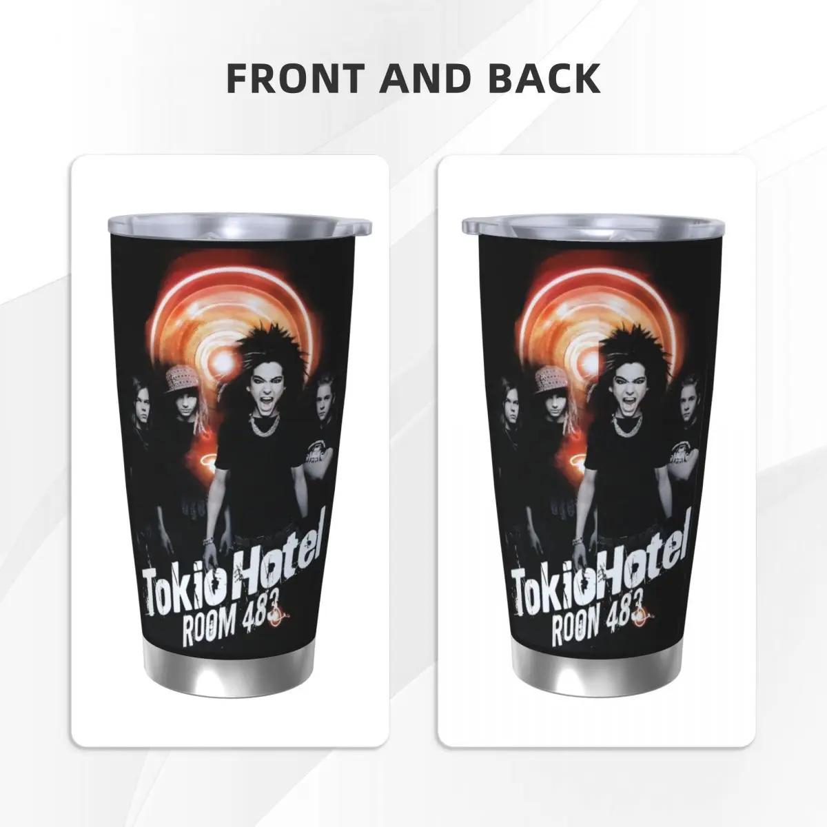 Tokio Hotel Room 483 Insulated Tumbler with Straws Rock Music Vacuum Coffee Mugs Double Wall Thermos Bottle Cups, 20oz