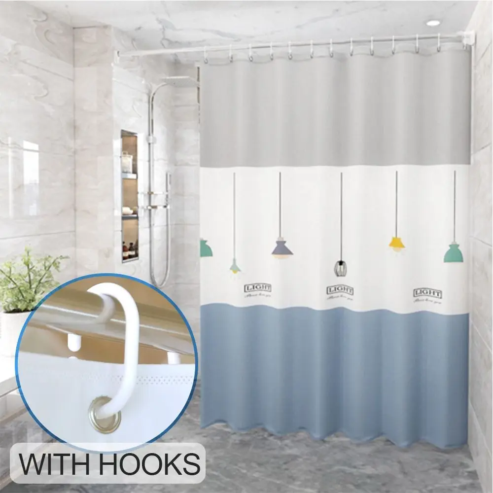 Simple Printing Bathroom Shower Curtain Home Decoration Polyester Waterproof Bathtub Creative Shower Curtain with Hooks