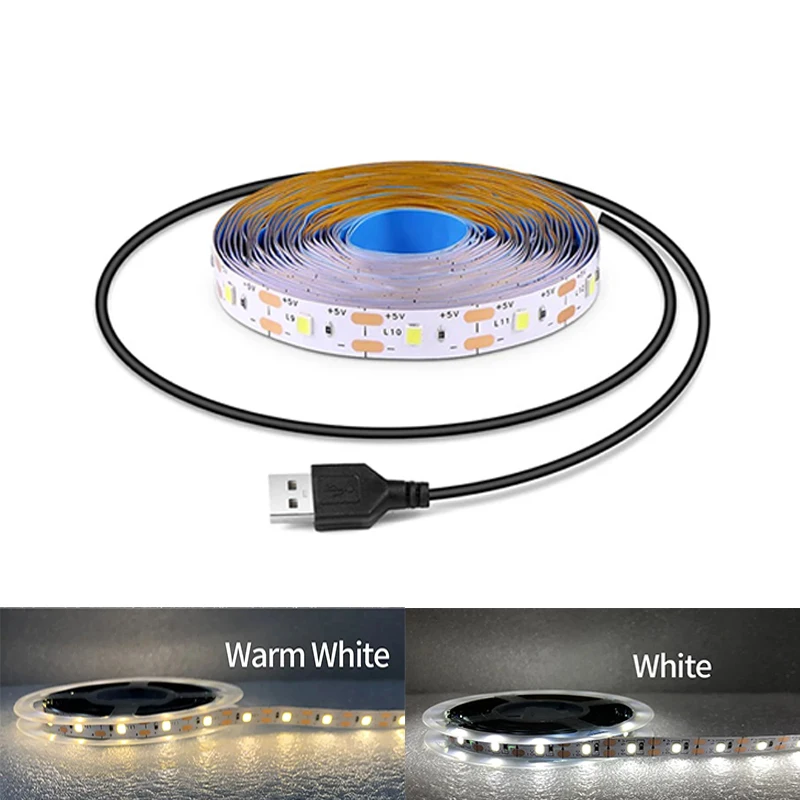 الأبيض Led قطاع أضواء Usb الدافئة الأبيض Led الشريط ضوء 5 فولت مرنة Led شرائط الإضاءة لاصق 2835 Led أضواء قطاع للغرفة #1