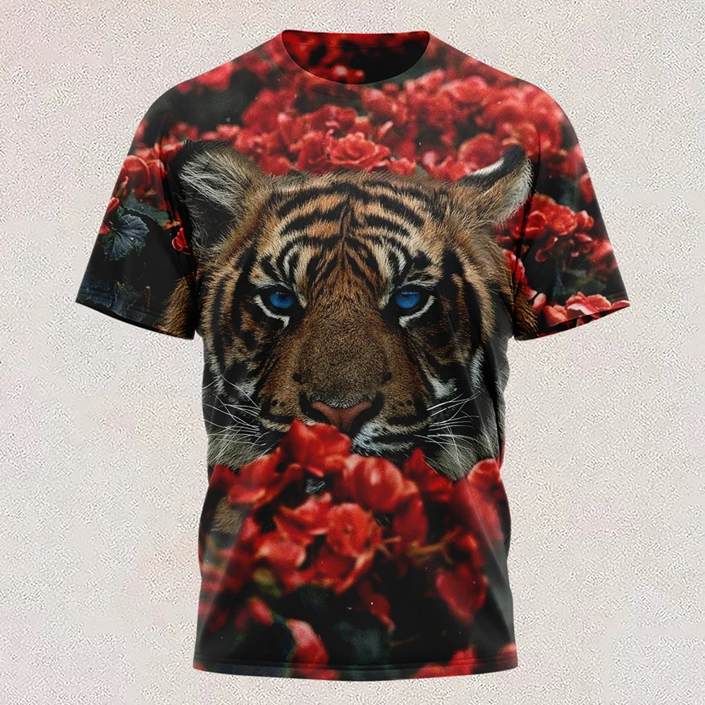 Fashion Graphic Animal Forest  King Tiger T Shirts for Men/Women Casual 3D Print Hip Hop Harajuku Personality Short Sleeve Tee