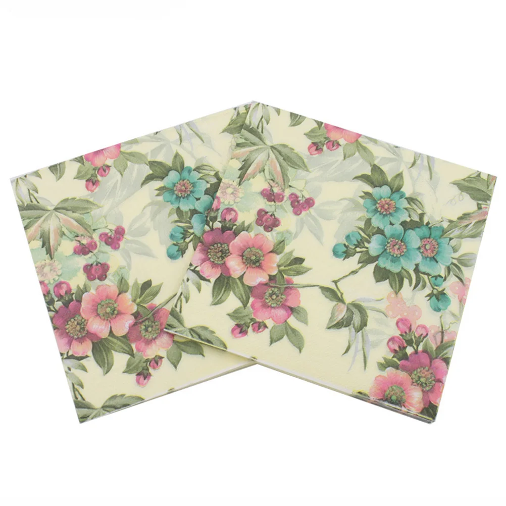 40pcs Flower Pattern Napkins Unique Paper Towel Facial Tissue Practical Napkin for Party Banquet Daily Use