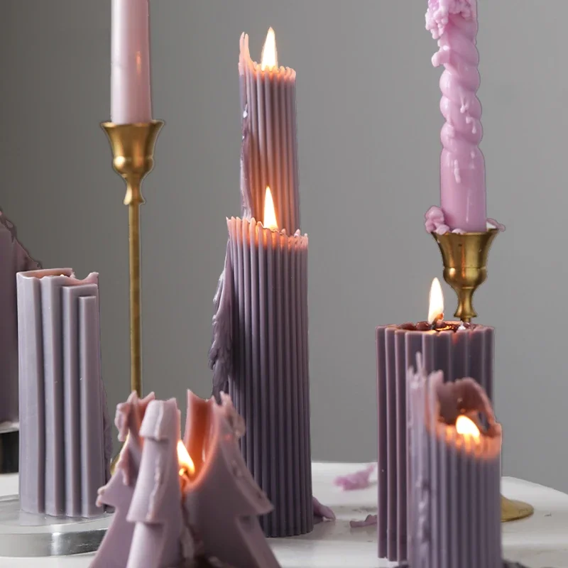 Pillar Candles Home Decoration Scented Candles Flameless Birthday Candle Purple Fragrance-scented Candle Non-smoking  شمعة معطرة