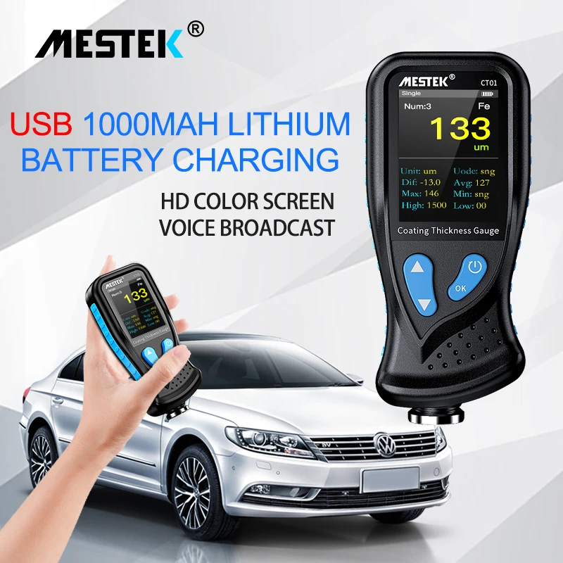 

Thickness Guage Car Paint Film Thickness Tester FE/NFE Auto Paint USB Digital Coating Thickness Gauge for Car 1 micron/0~1300