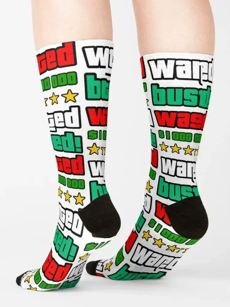 GTA Wanted Busted Wasted Socks shoes sports stockings funny gifts hiphop Women Socks Men's