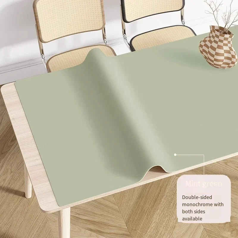 Double-sided Solid Color Pu Leather Tablecloth Rectangle Table Mat Waterproof Table Cloth Custom Wooden Table Protector Cover