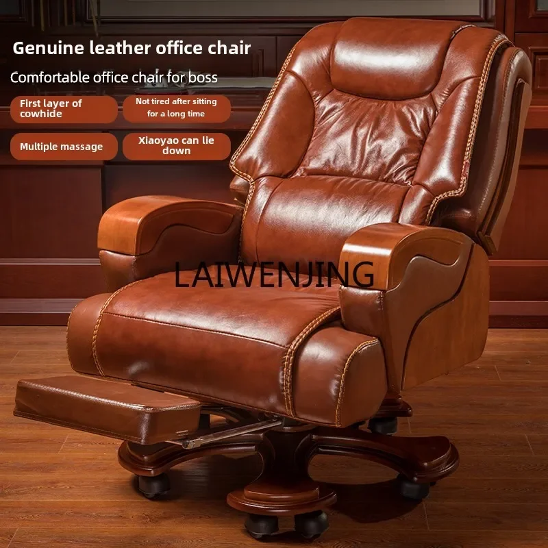 MJY leather boss luxury business massage big class seat solid wood computer swivel chair