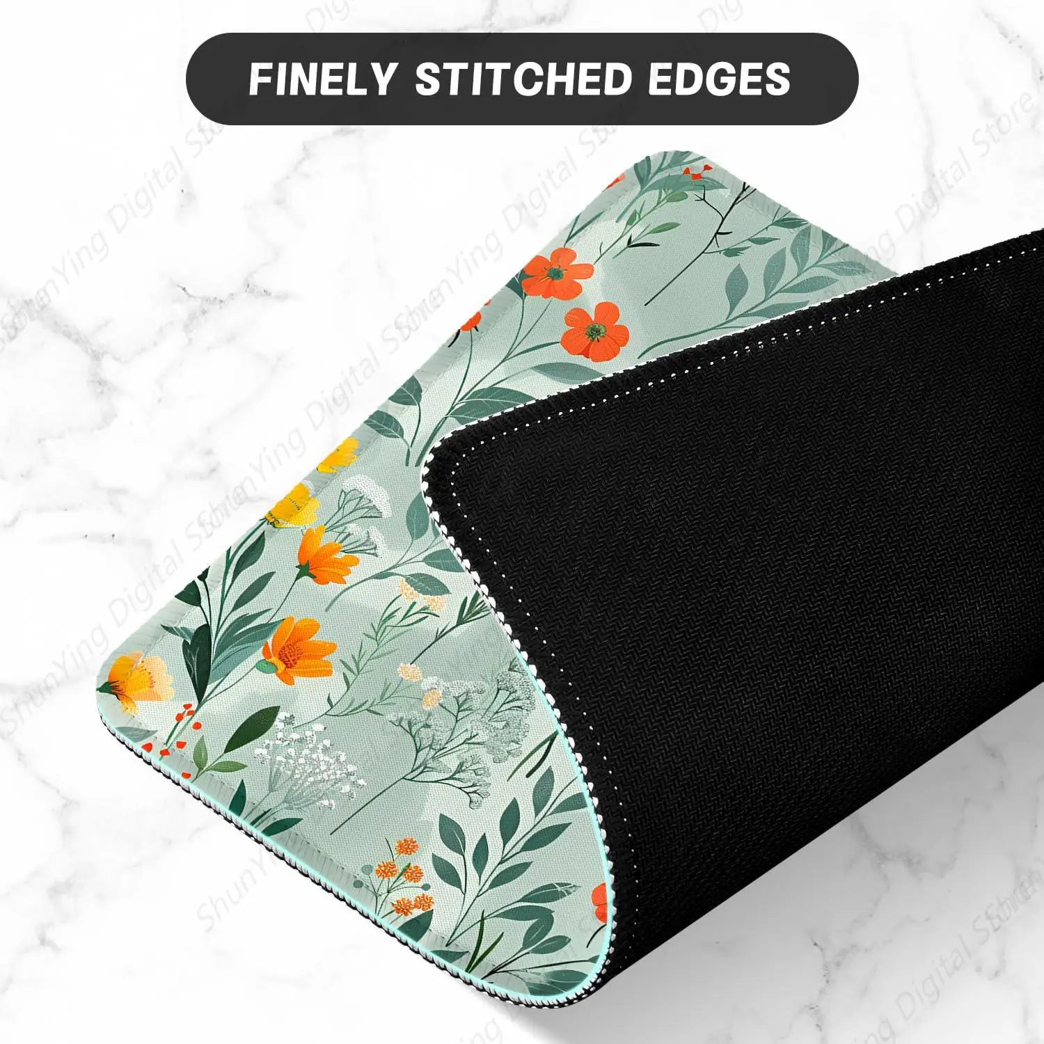 Desktop Mouse Pad With Anti Slip Rubber Stitching Edge High-End Texture Laptop Gaming Mouse Pad Beautiful Flower Pattern