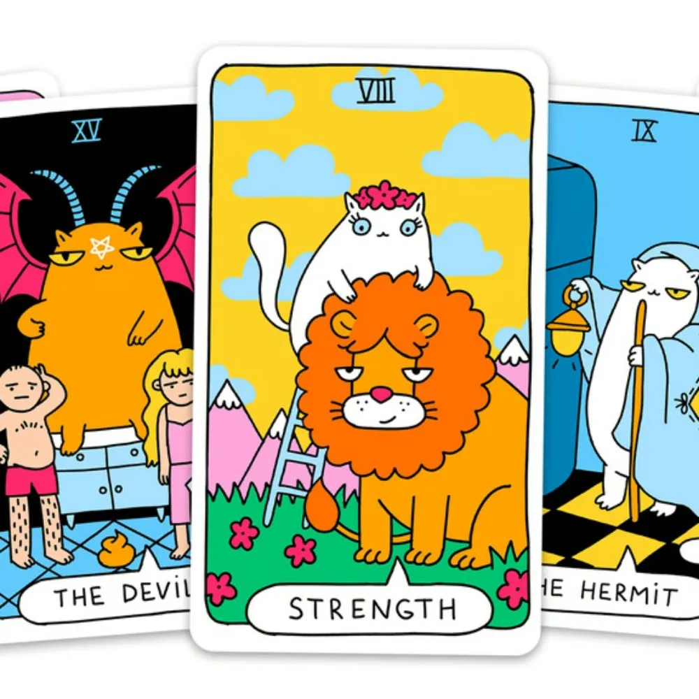 Paws Tarot Future In Your Paws 78 Cards Cat Tarot Deck for Cat Lovers and Tarot Enthusiasts Cute Tarot 10.3x6 Cm