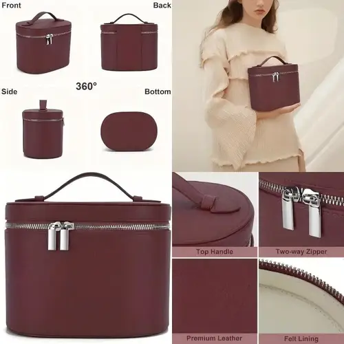 Imagen 2 del producto Bolsa de maquillaje estética de gran capacidad, bolsa de cosméticos de mano de lujo, organizador de belleza elegante, 1 ud.