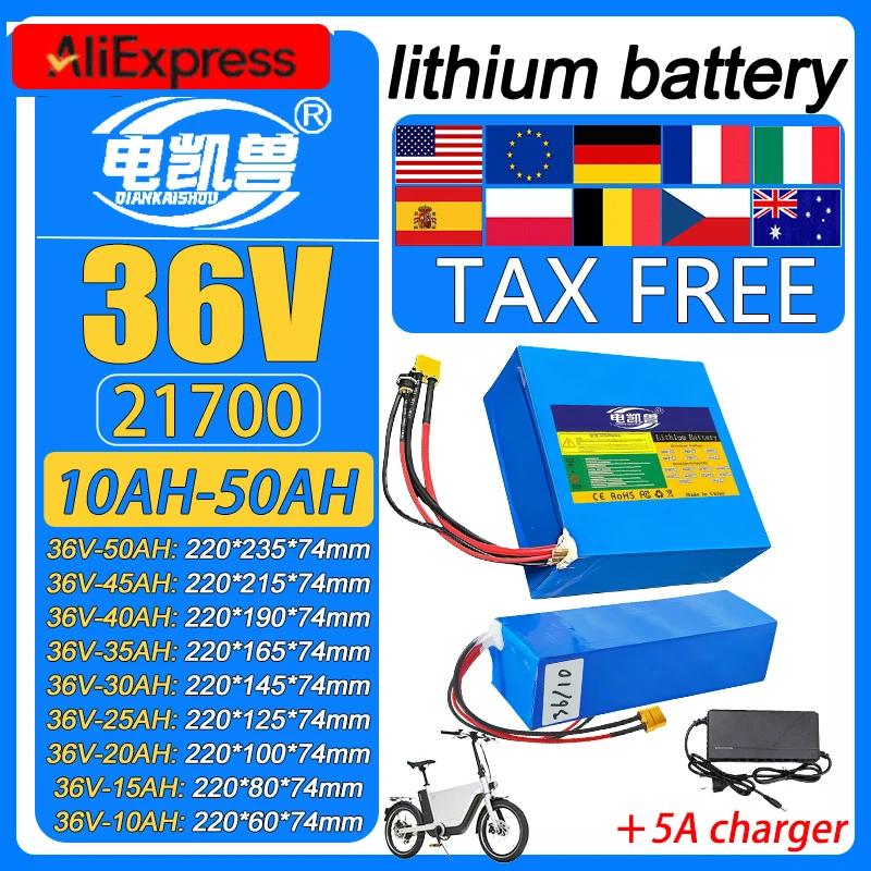 36V50Ah45Ah20Ah25Ah30Ah35Ah40Ah15Ah10Ah21700Lithiumbatterypack500-1500WHighPowerBMSEU/USduty-free+5Acharger-AliExpress44