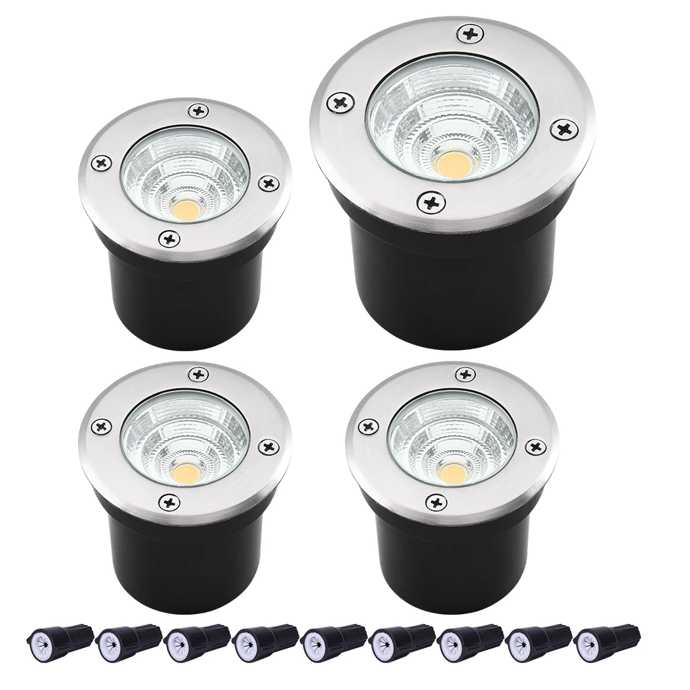 Landscape Lights 12V 24V Well Lights Outdoor  5W 3000K Waterproof Garden Pathway Light (4/6/8/12 Pack with Wire Connectors)