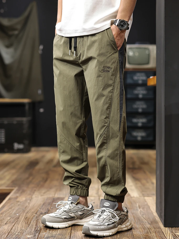 

Американские ретро ледяные шелковые брюки Qui Dry, мужские летние новые цветные повседневные брюки свободного покроя, молодежные брюки