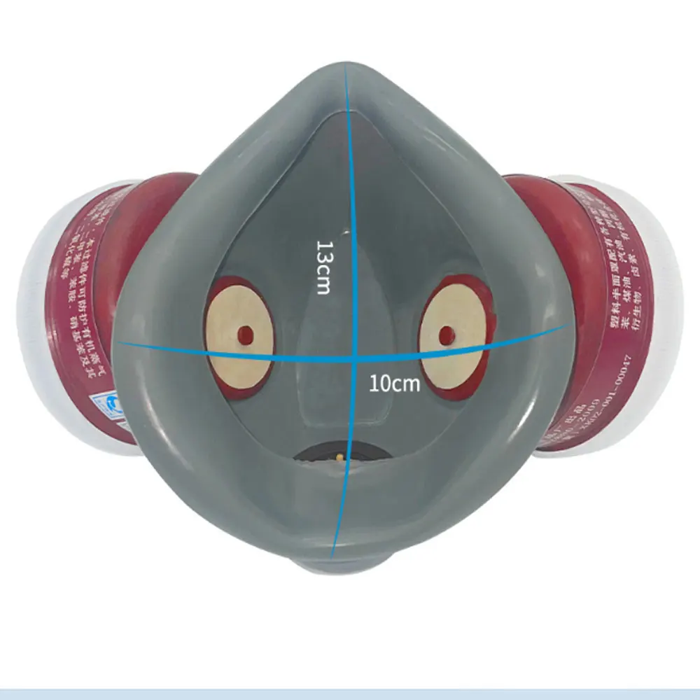 หน้ากากป้องกันก๊าซพิษครึ่งหน้าปลอดภัยสารเคมีป้องกันฝุ่นตัวกรองไอน้ำมันเบนซินอินทรีย์ PM2.5ปกป้องหน้ากากปิดหน้าในที่ทำงาน