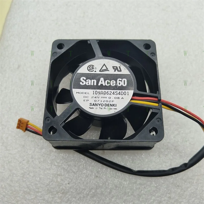 H 1 PCS For SANYO Fan  109R0624S4D01  DC24V 0.08A 6025 6CM 3 Pin  cooling fan