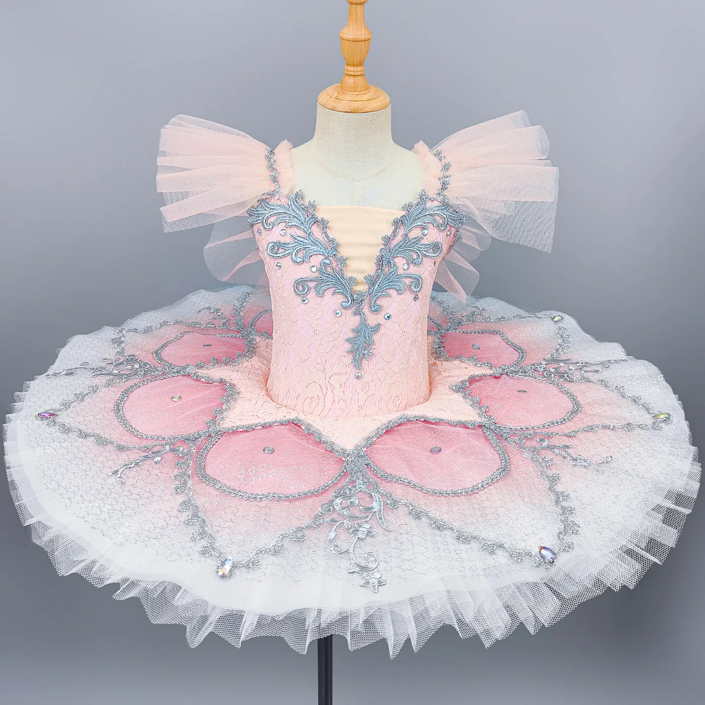 Tutu de ballet professionnel classique rose foncé pour la scène et les compétitions, tutu plat de ballerine