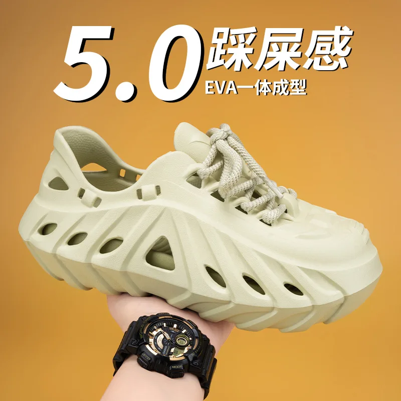 2026 Mens Water Shoes Outdoor Quick Dry Aqua Socks Breathable Mesh Driving Sandals Soft Sole Lace Up Large Size Beach Wear