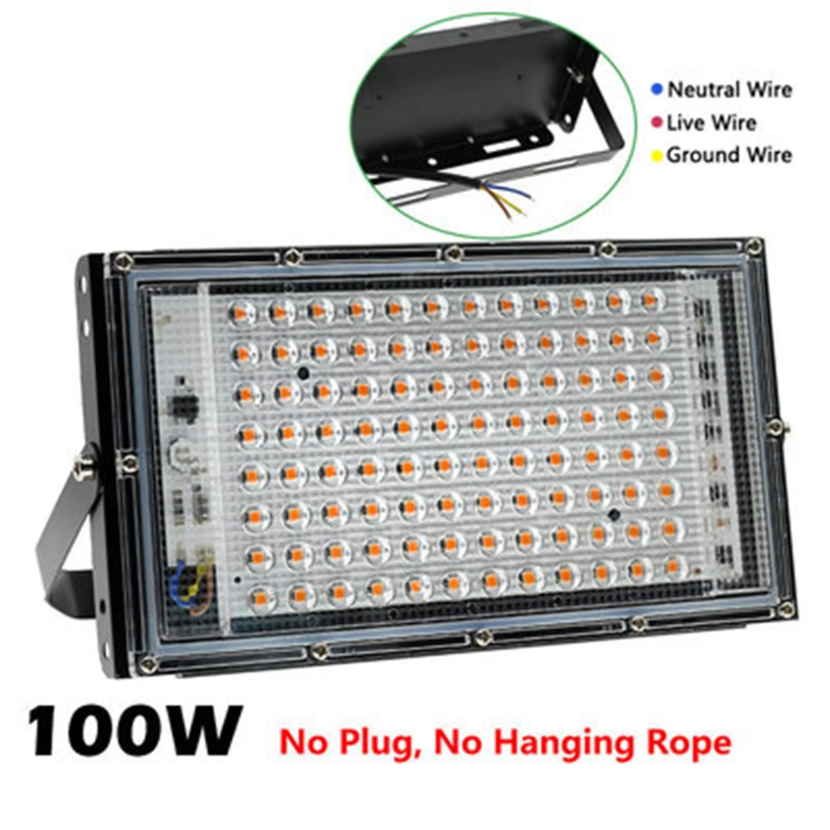 ไฟ Grow LED 100วัตต์เต็มสเปกตรัมโคมไฟไฟโตสำหรับพืชหลอดไฟ LED Grow ปลั๊กสายไฟสำหรับการเจริญเติบโตของเรือนกระจก