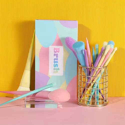 17 pinceles de maquillaje multicolores, pinceles de colores, juego de brochas de maquillaje, herramientas de maquillaje, juego completo