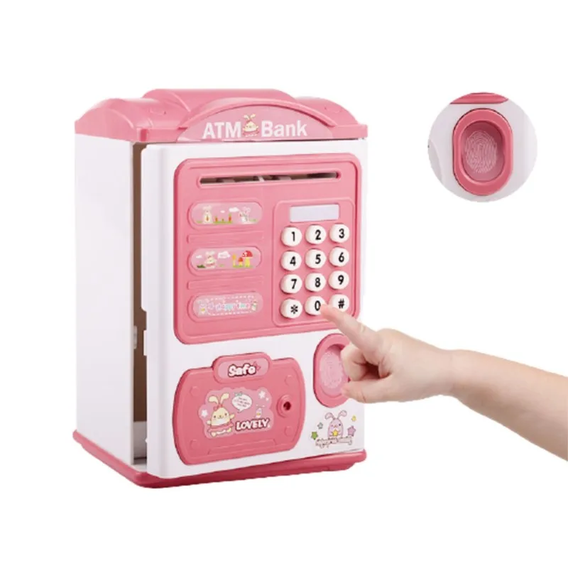 Money Box With Fingerprint Piggy Bank Electronic ATM Savings Box For Coins Cash Safe Large Coin Bank Password Lock For Children