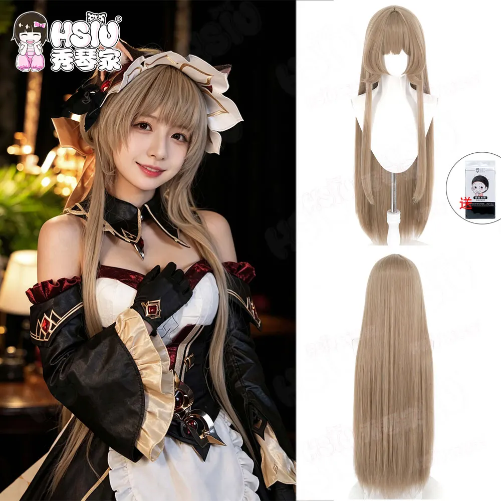 Sandrone Marionette Genshin Impact HSIU Cosplay Wig 100Cm Long Brown Heat Resistant Synthetic Hair Free Wig Cap