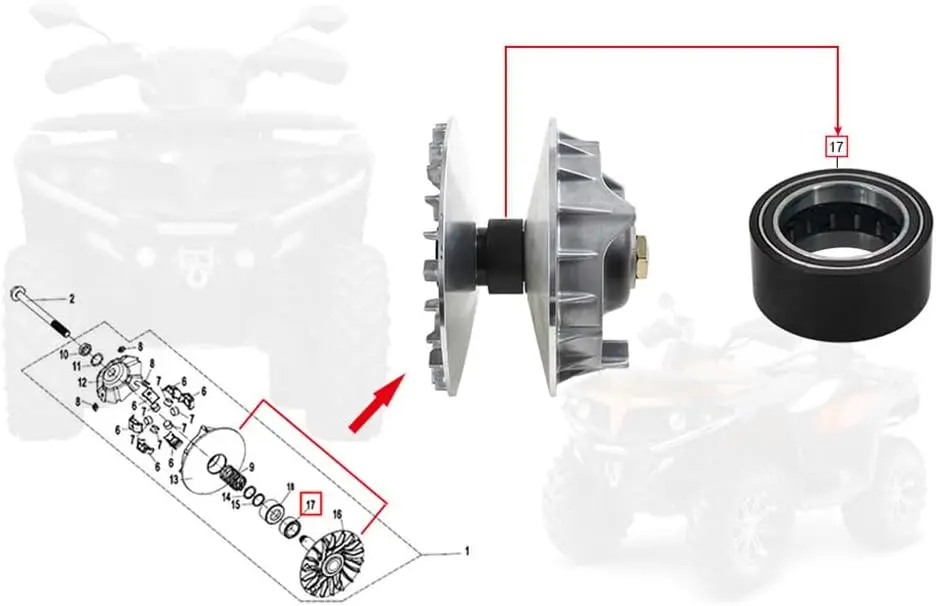 Фото Односторонний подшипник обгонной муфты, совместимый с CFmoto Cforce 400, CFORCE 500, CFORCE 600, номер OEM-детали 0GR0-051300, UFORCE