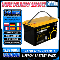 EU Stock 12V 100Ah LiFePO4 Battery Pack Grade A 12.8V Lithium Iron Phosphate Battery Built in Smart BMS For Golf Carts RV Solar