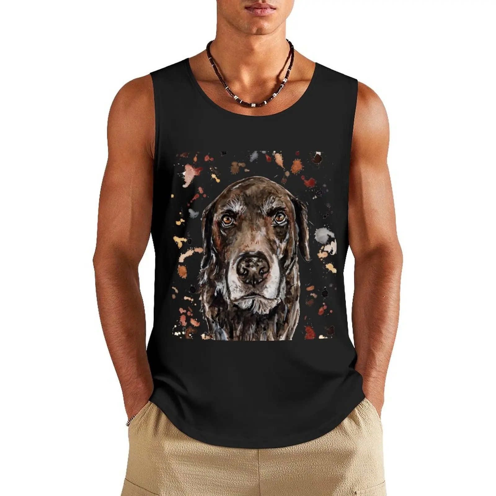 

Watercolour Chocolate Labrador Tank Top tops gym top anime t-shirts