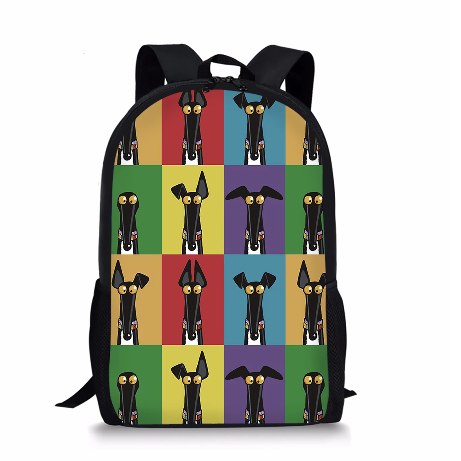 Mochila con estampado de galgo de dibujos animados para adolescentes, morral informal diario para niños y niñas, bolsa de libros para estudiantes,