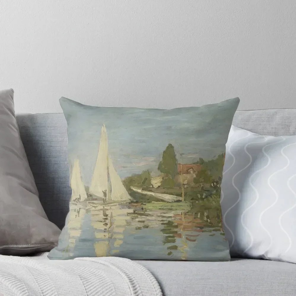 Regattas at Argenteuil by Claude Monet Throw Pillow Luxury Pillow Cover Cushions pillow