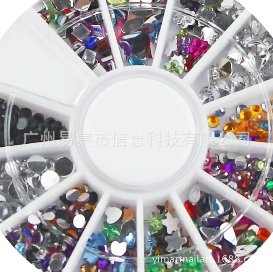 Nail-Jewelry Rhinestones Colorful Flat Bottom Nail Stickers Boxed Set Nail Supplies Nail-Decoration Drill Mixed Colors