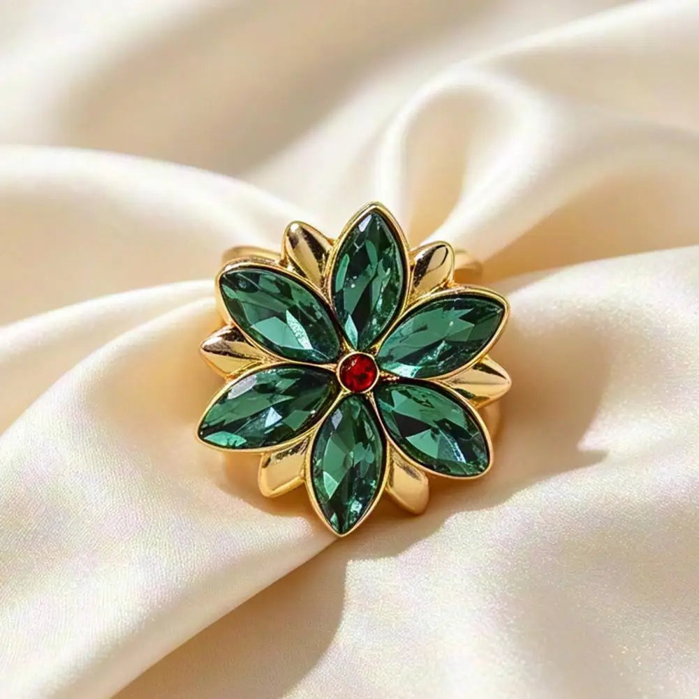 Silk Scarf Buckle Accessory 6-petal Flower Scarf Ring Vintage Silk Buckle Clip Elegant Shawl Wrap Fastener Versatile for Women